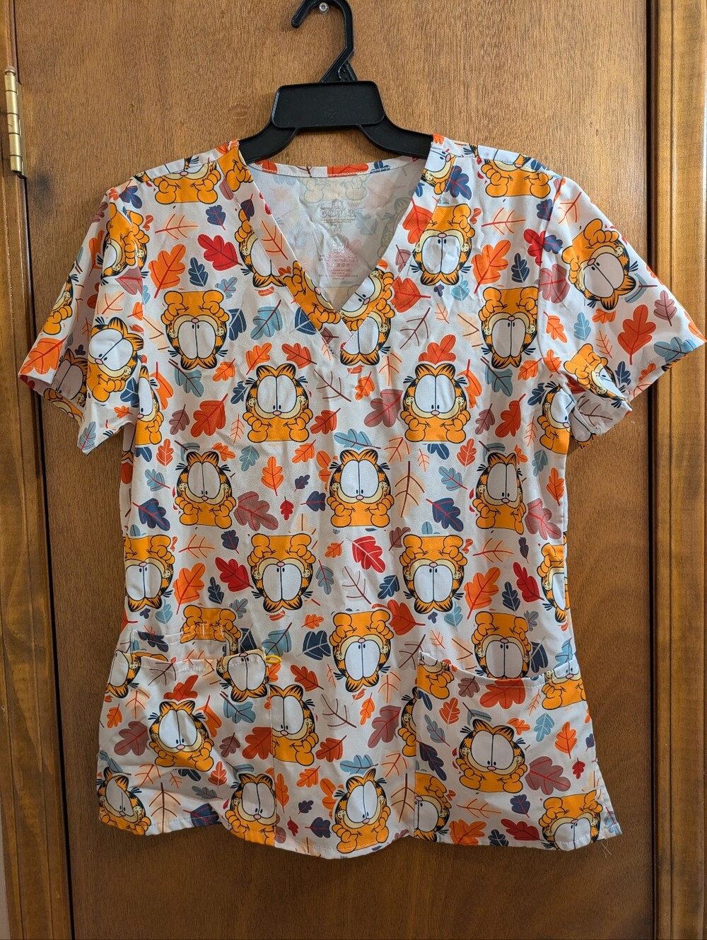 Garfield Print V-Neck Women’s Scrub Top